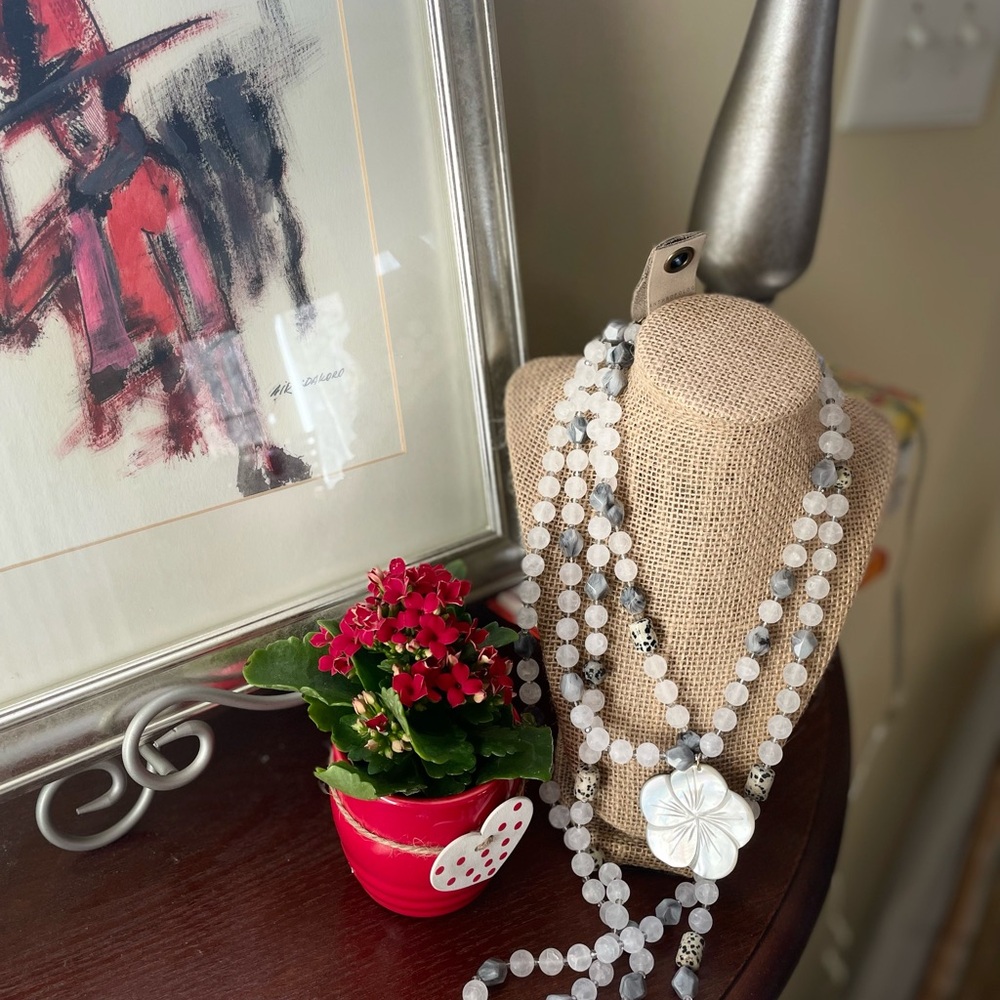 Elegant Anthropology Silver Beaded Necklace - Picture 2 of 5